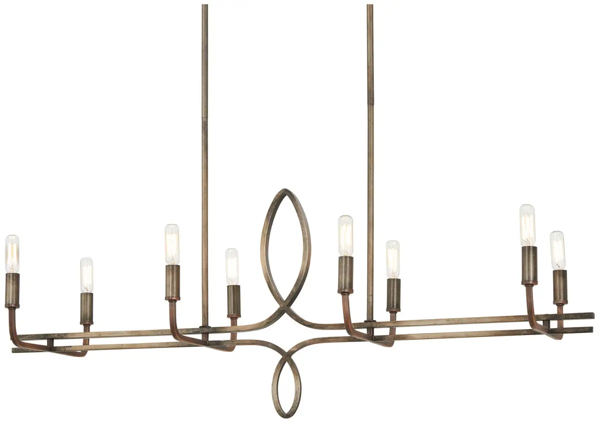 Minka Lavery Yorkville Eight Light Island Pendant In Aged Darkwood With Silver Pati 1