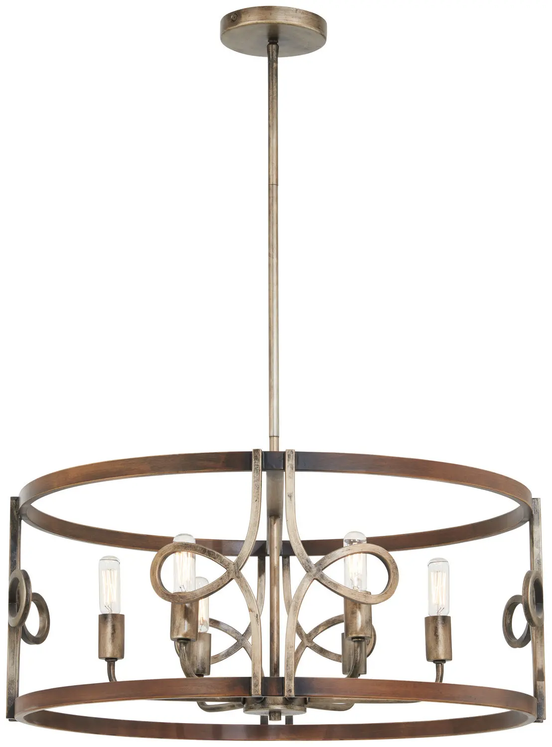Minka Lavery Yorkville Six Light Pendant In Aged Darkwood With Silver Pati 1
