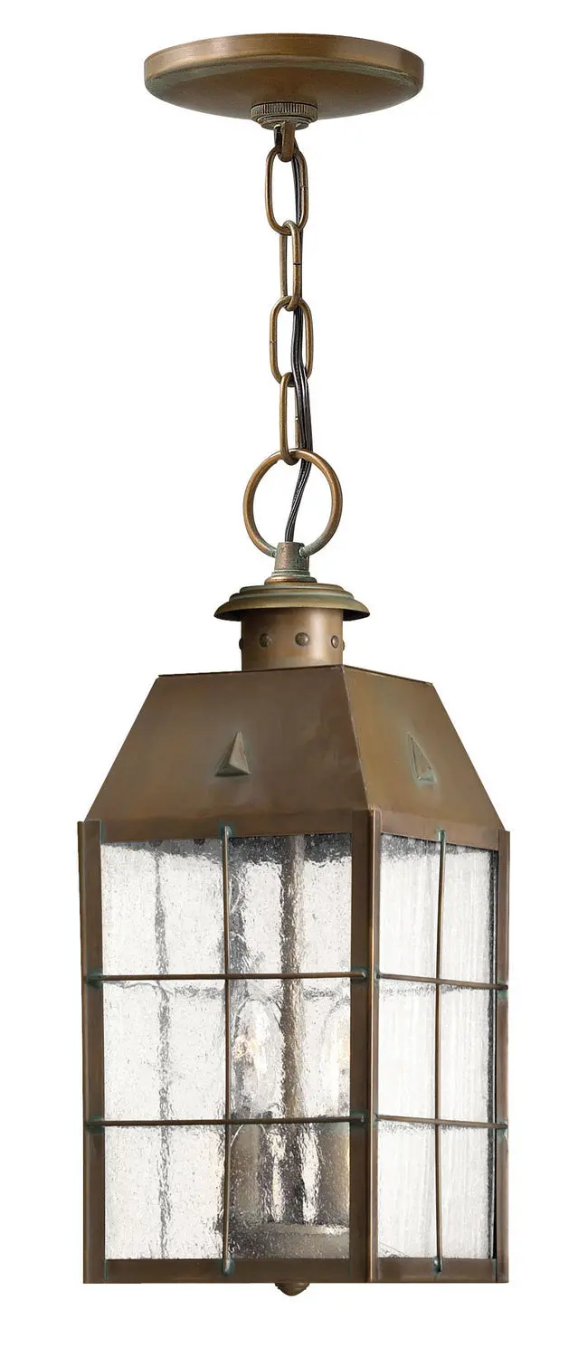 Nantucket Led Hanging Lantern In Aged Brass 1
