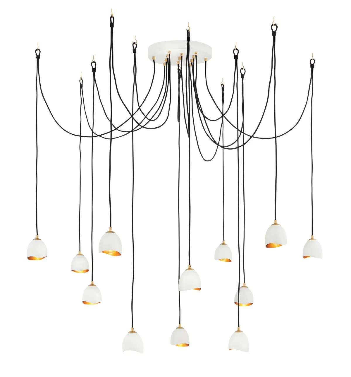 Nula Led Foyer Chandelier In Shell White 1