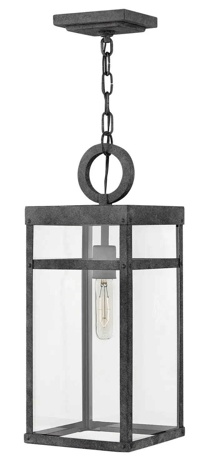 Porter Led Hanging Lantern In Aged Zinc 1