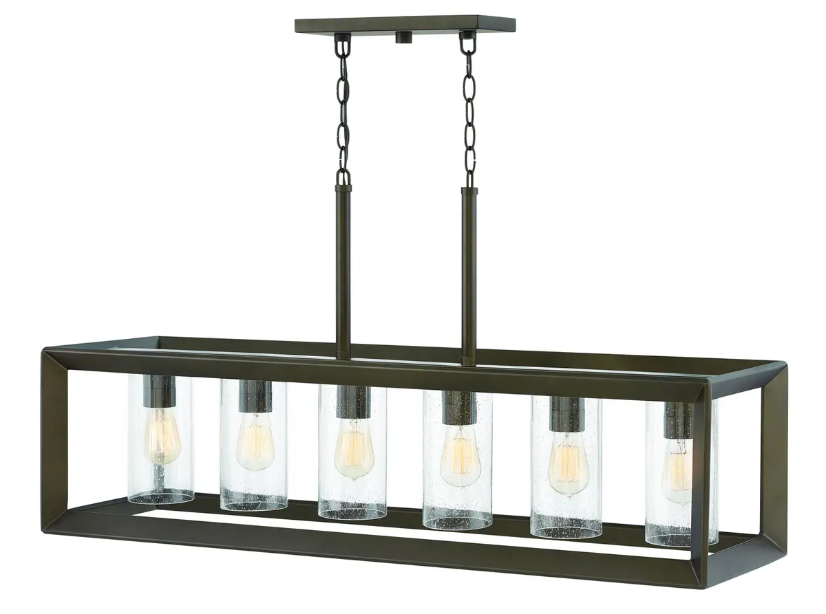 Rhodes Led Outdoor Linear Chandelier In Warm Bronze 1