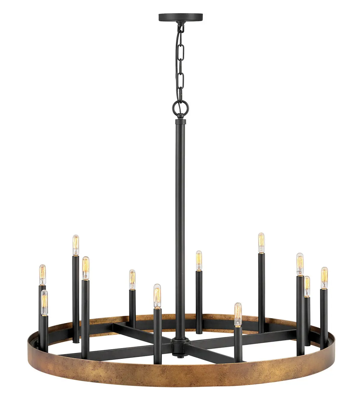 Wells Led Chandelier In Weathered Brass 1