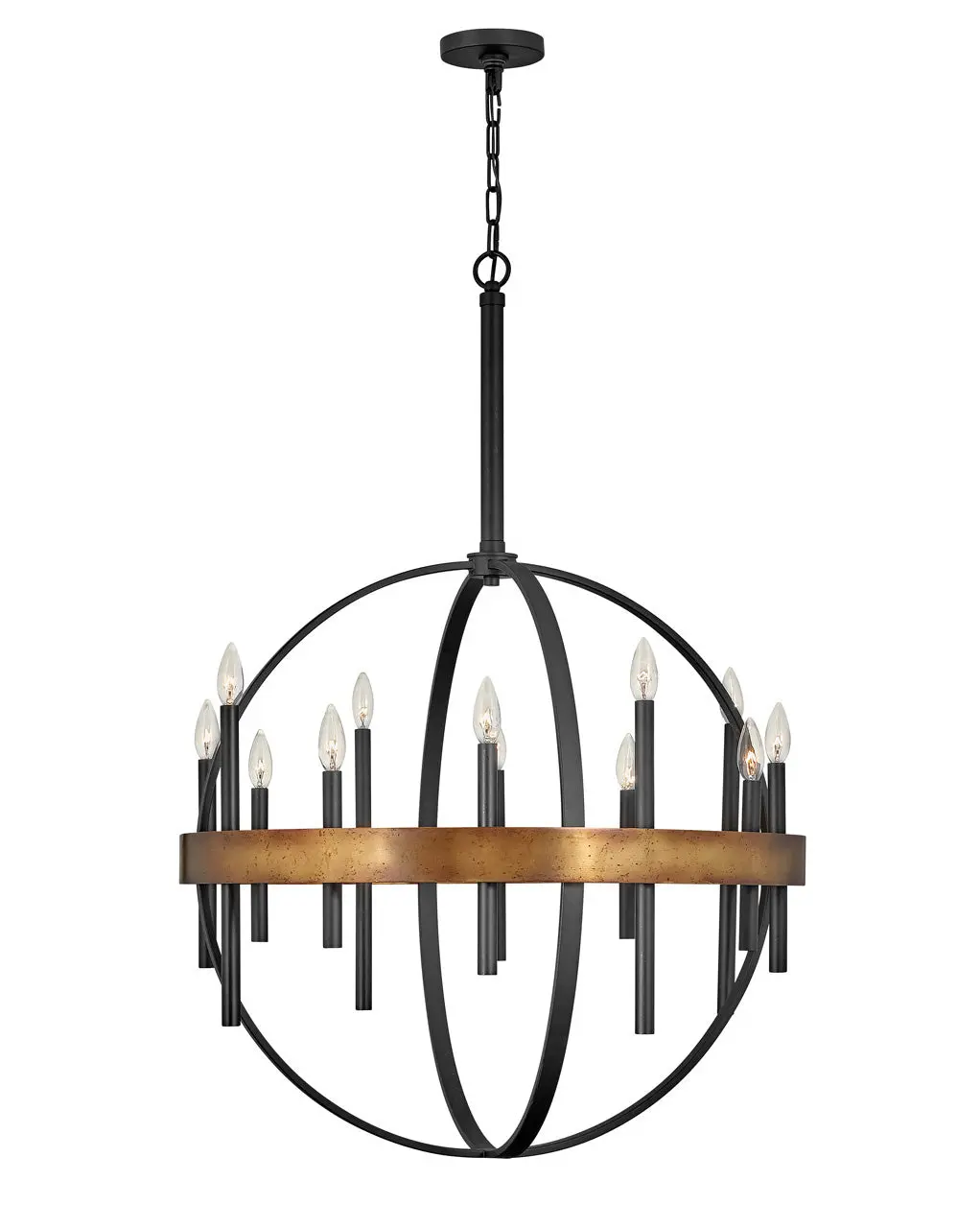 Wells Led Chandelier In Weathered Brass 1