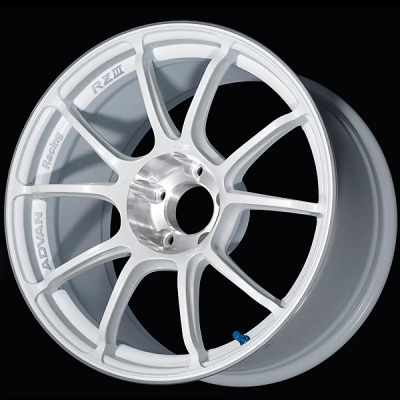 Advan Rziii 18X8.5 Racing Wheel – White Metallic Face, Diamond-Cut Lip, +45 Offset, 5X112, 66.5Mm Bore 1