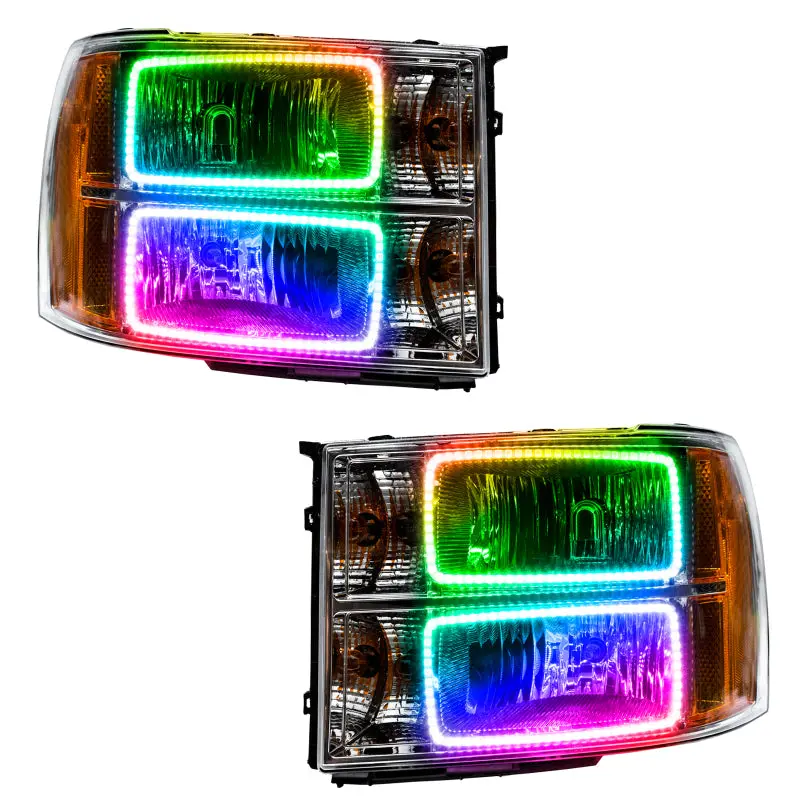 Oracle Colorshift Led Headlights With Square Ring Design & 2.0 Controller For 2007–2013 Gmc Sierra 1