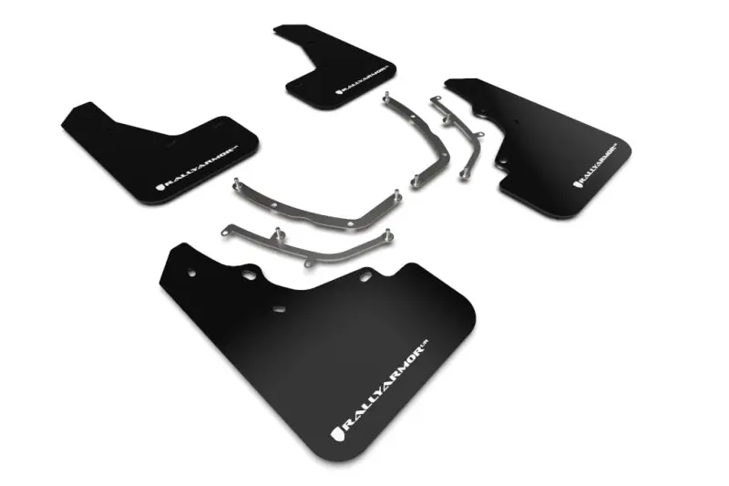 Rally Armor Black Ur Mud Flaps For 2019–2022 Mazda3 Gt Sport Hatch — Features White Embossed Logo 1