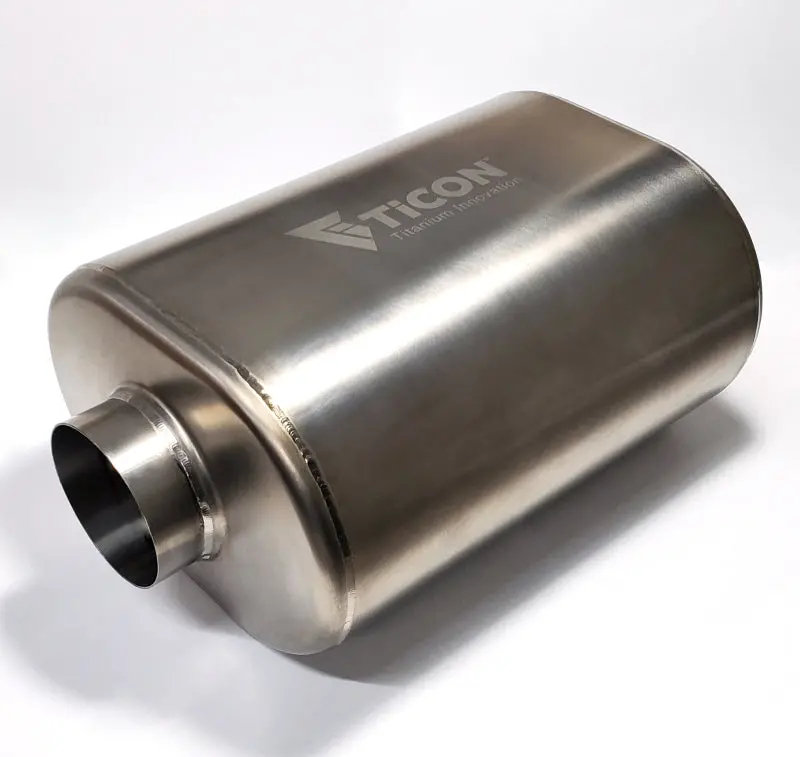 Ticon Industries 3-Inch Oval Titanium Muffler – Center-In/Center-Out, 12" Length, 1Mm Wall Thickness 1