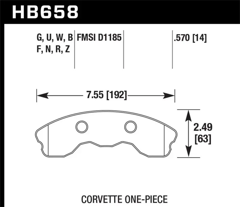 Hawk Dtc-80 Race Brake Pads – Front, One-Piece Design For 2006–2008 Corvette Z06 & 2010–2011 Grand Sport 1