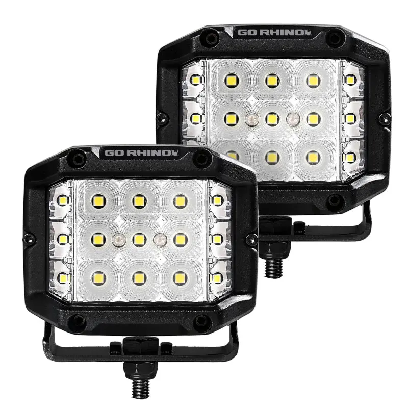 Go Rhino Xplor Bright Series Sideline Cube Led Flood Light Kit – Surface-Mount, 4×3 Inch, Black (Pair) 1