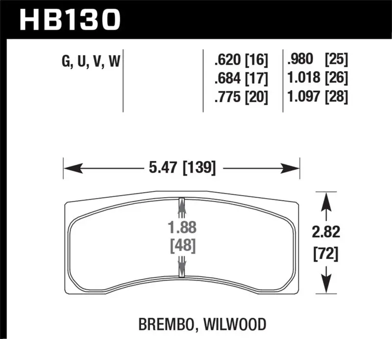 Hawk Dtc-70 Race Brake Pads – Universal Brembo Fit, 1.018" Thickness 1