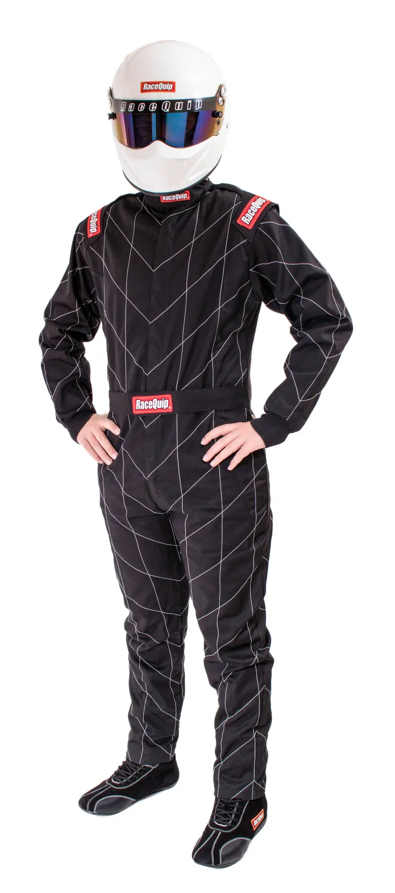 Racequip Sfi-Certified Black Chevron Racing Suit – Size Large 1