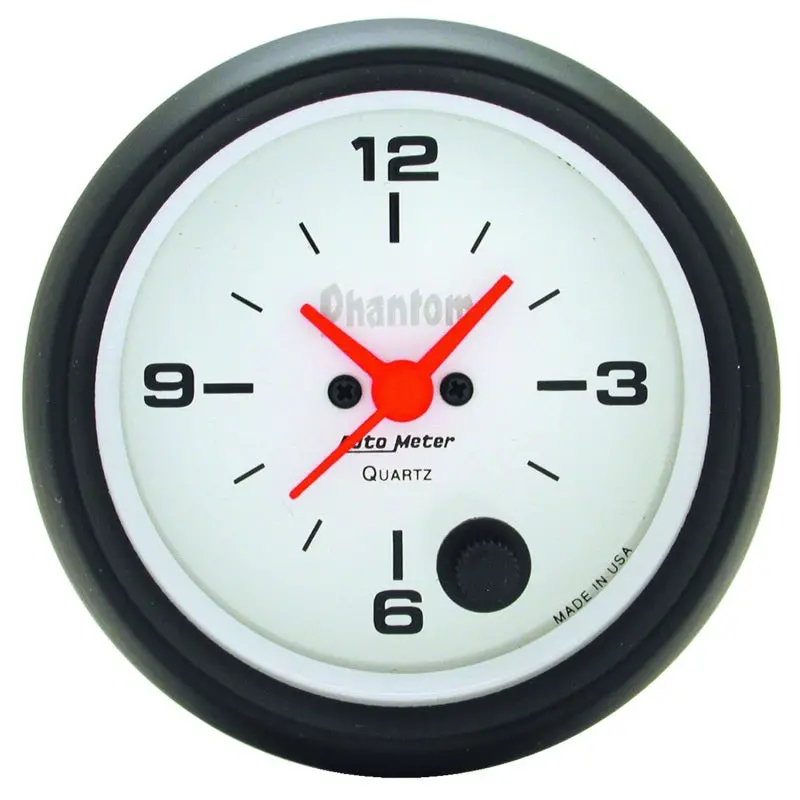 Autometer Phantom Analog Gauge Clock — 2-5/8" Diameter, 12-Hour Format 1