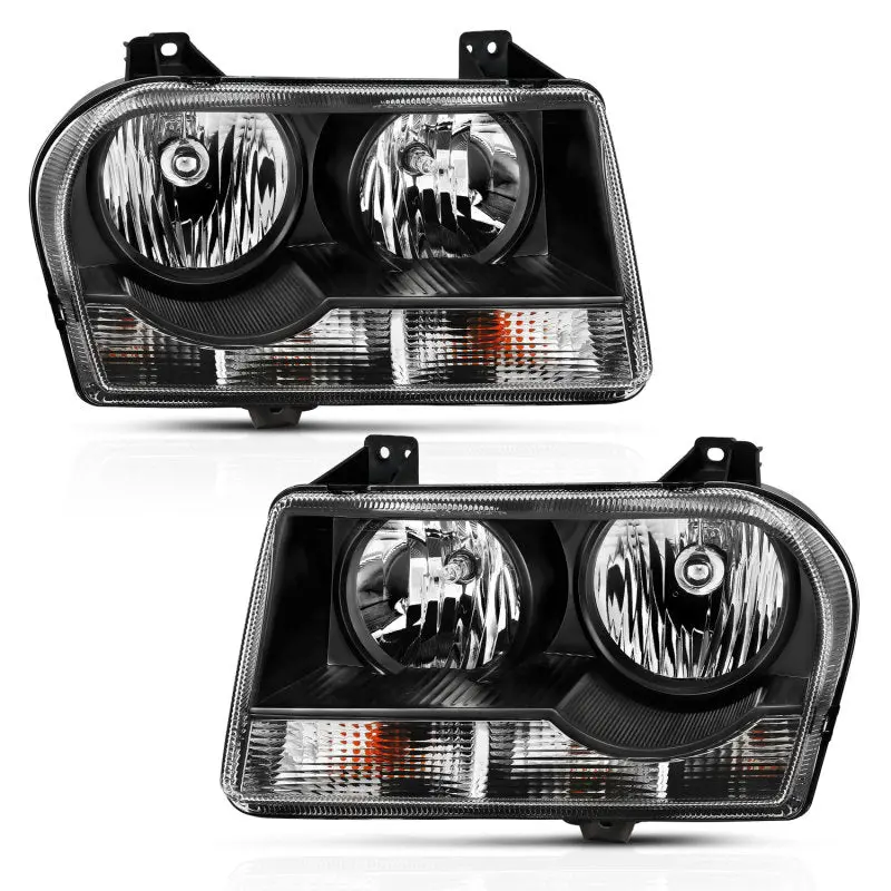 Anzo Crystal-Effect Black Headlights For 2005–2010 Chrysler 300 1