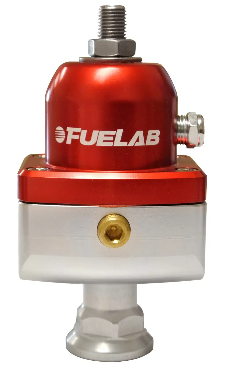 Fuelab Adjustable Fuel Pressure Regulator — 4–12 Psi Range, One -8An Inlet + Two -8An Outlets, Red Anodized 1